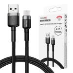 Feegar Evolution USB - microUSB 1m 2.4A QC 3.0 nylon charging cable